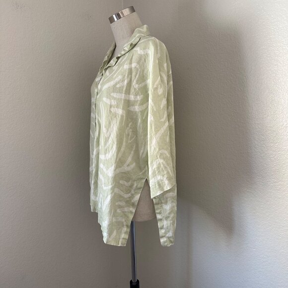 Stone Fox Wear Oversized Shirt Linen Aloe Lines Print Airy Lightweight XS/S - Picture 4 of 14